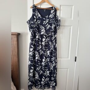Nine West Navy and White Floral Maxi Dress